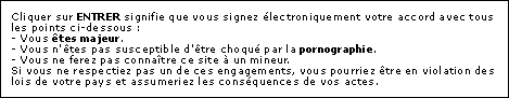 Disclaimer du site cupourtous.com : site interdit au mineurs.